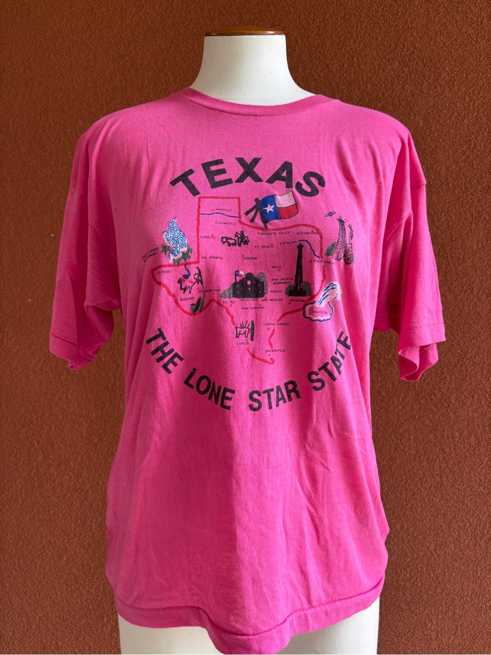 Vintage Texas The Lone Star State Pink Graphic Tee